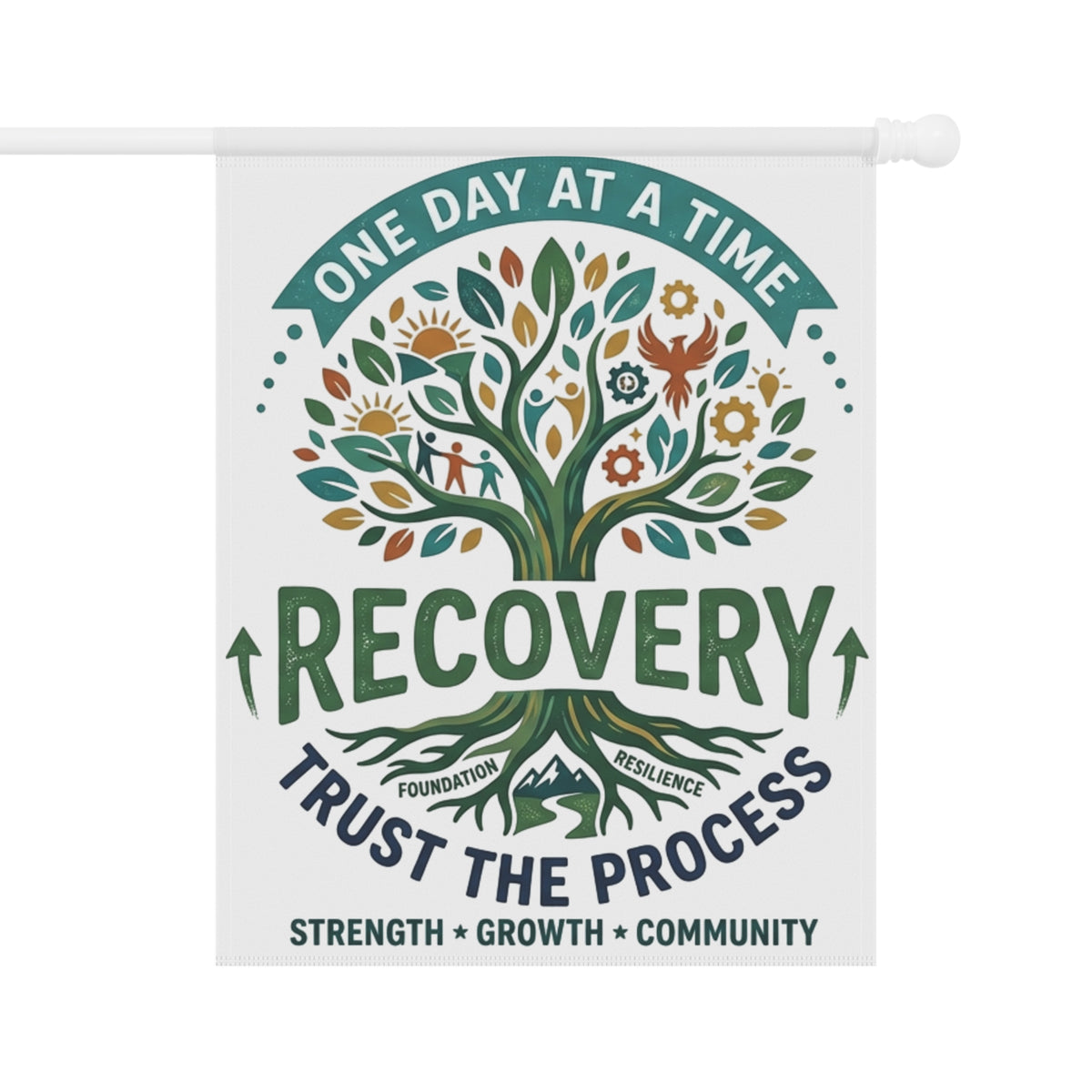 Recovery Garden Flag – "One Day at a Time" Inspirational Yard Banner