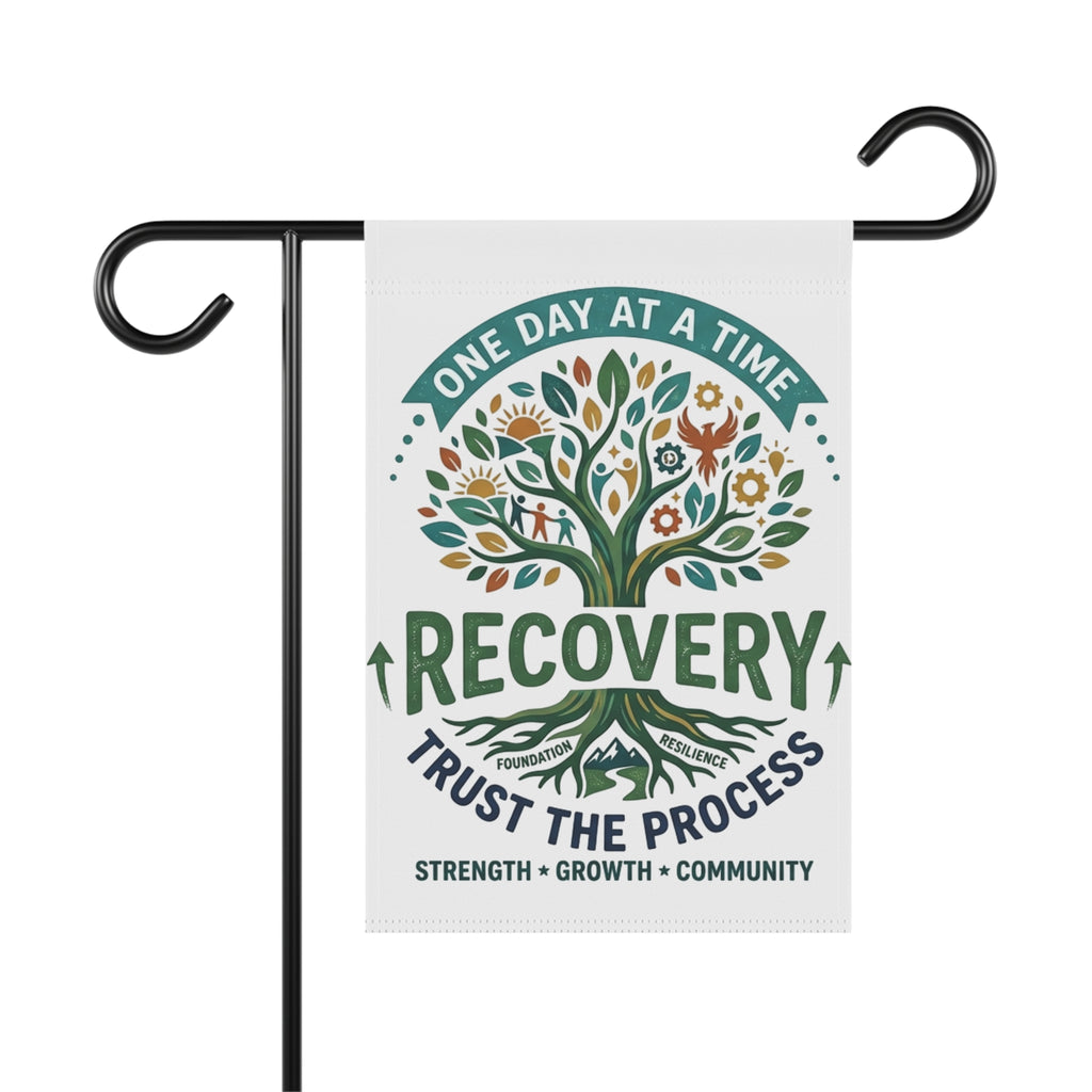 Recovery Garden Flag – "One Day at a Time" Inspirational Yard Banner