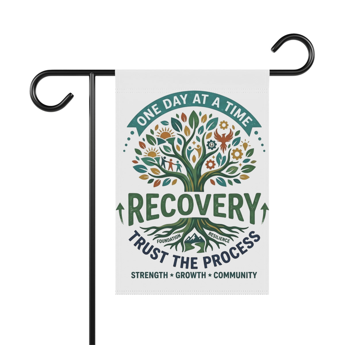 Recovery Garden Flag – "One Day at a Time" Inspirational Yard Banner