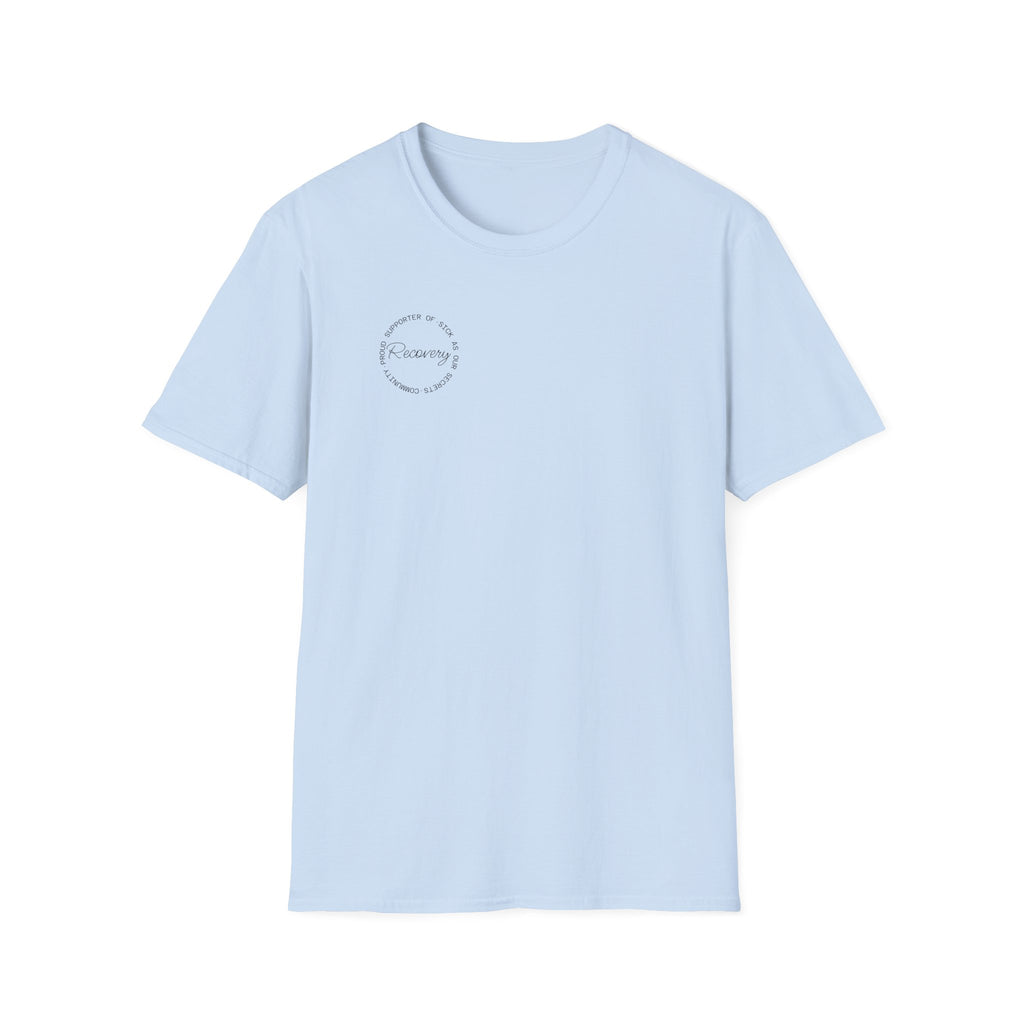 Recovery Supporter T-shirt — Subtle Chest Circle Script Design
