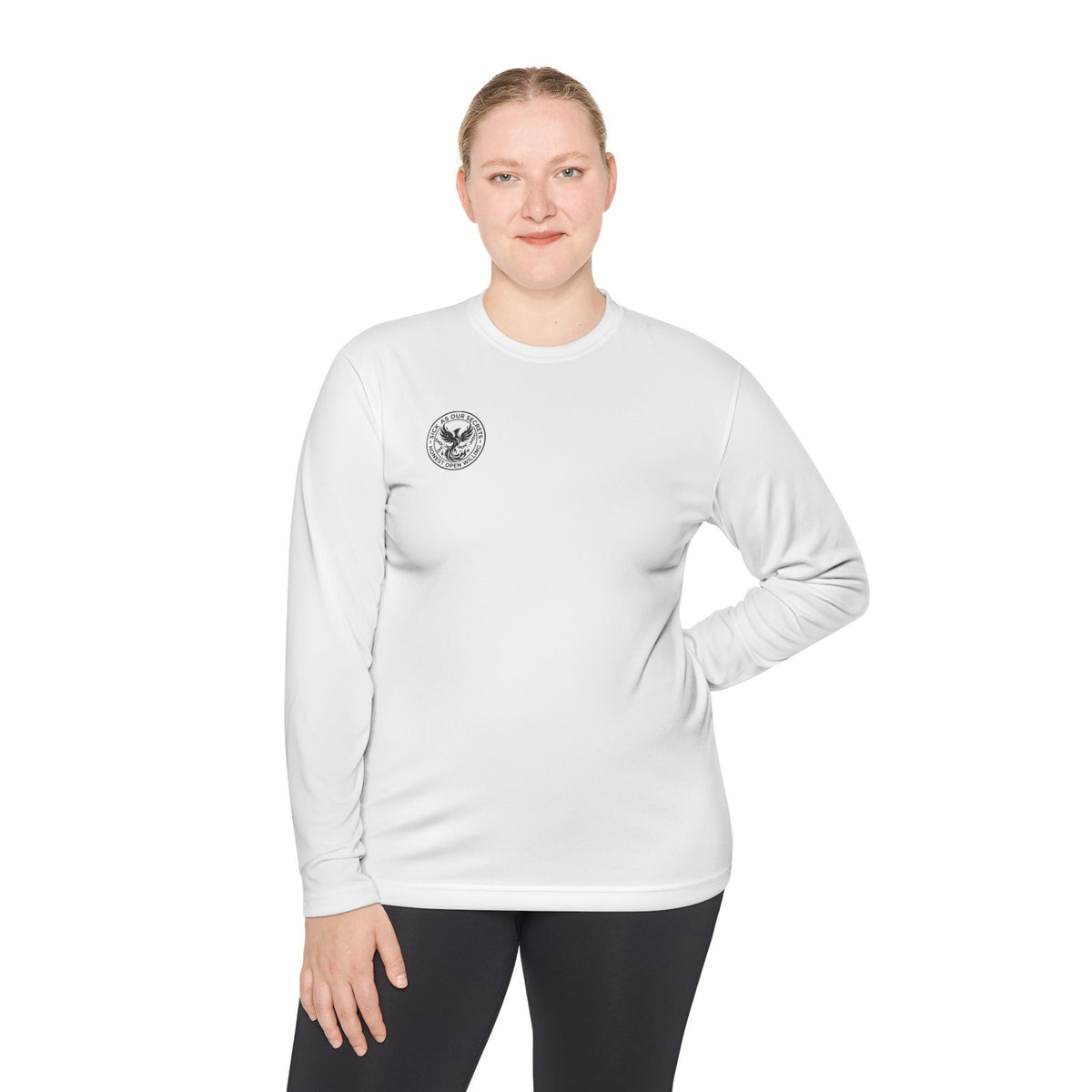 Long Sleeve Tee — Minimal Floral Crest Chest Graphic