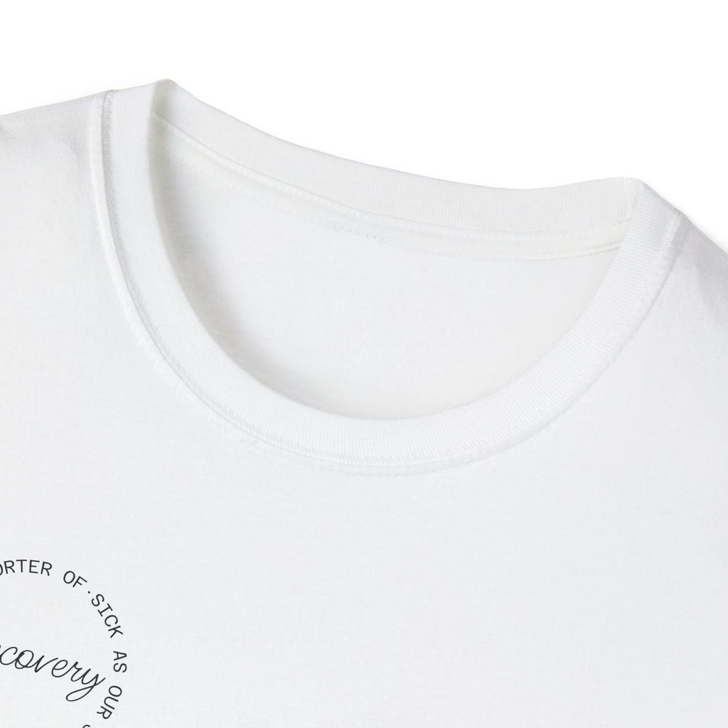 Recovery Supporter T-shirt — Subtle Chest Circle Script Design