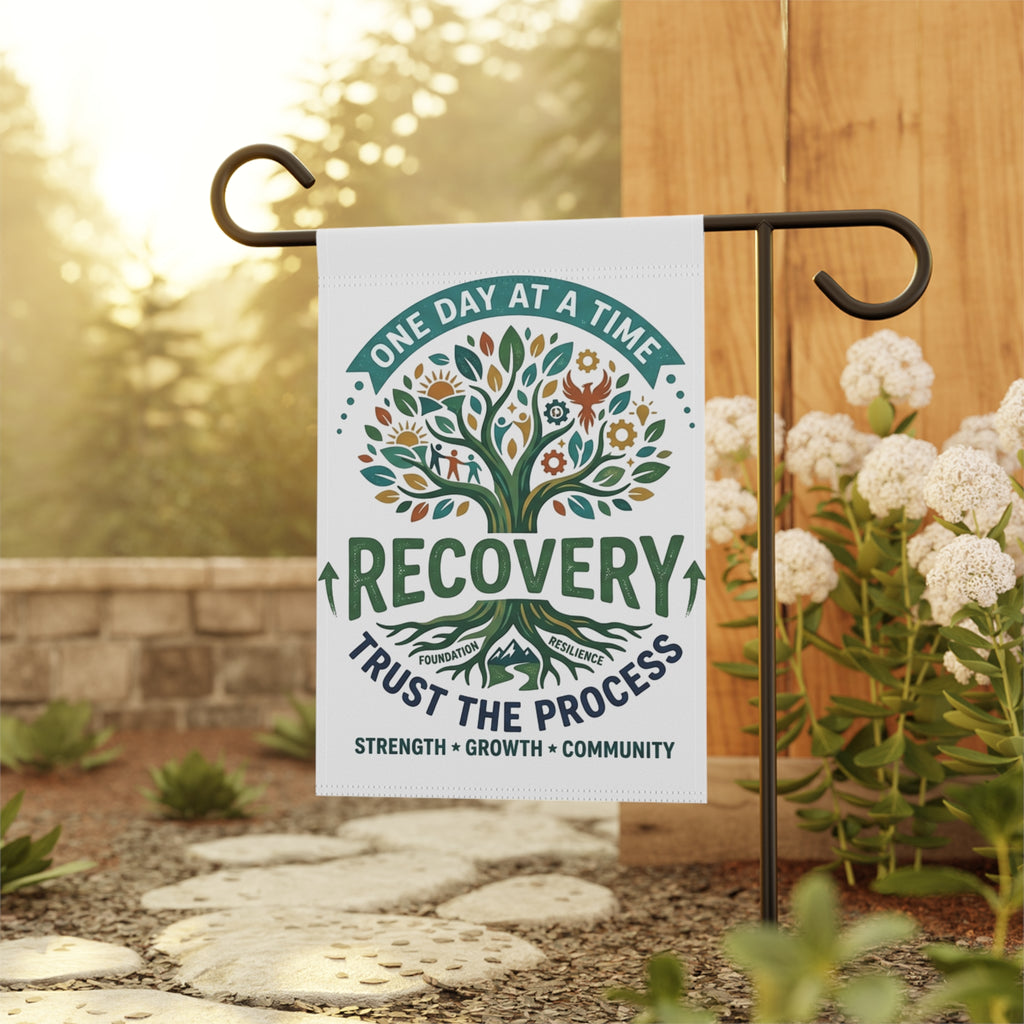 Recovery Garden Flag – "One Day at a Time" Inspirational Yard Banner