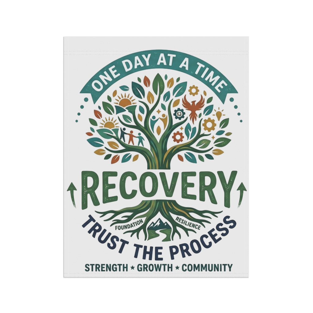Recovery Garden Flag – "One Day at a Time" Inspirational Yard Banner