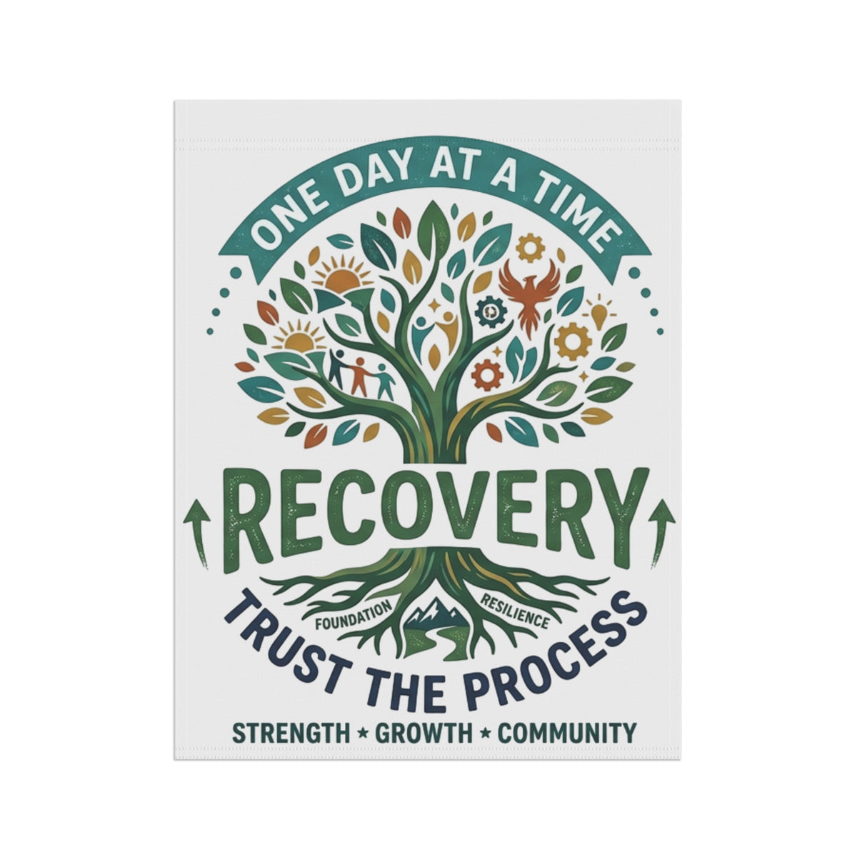 Recovery Garden Flag – "One Day at a Time" Inspirational Yard Banner