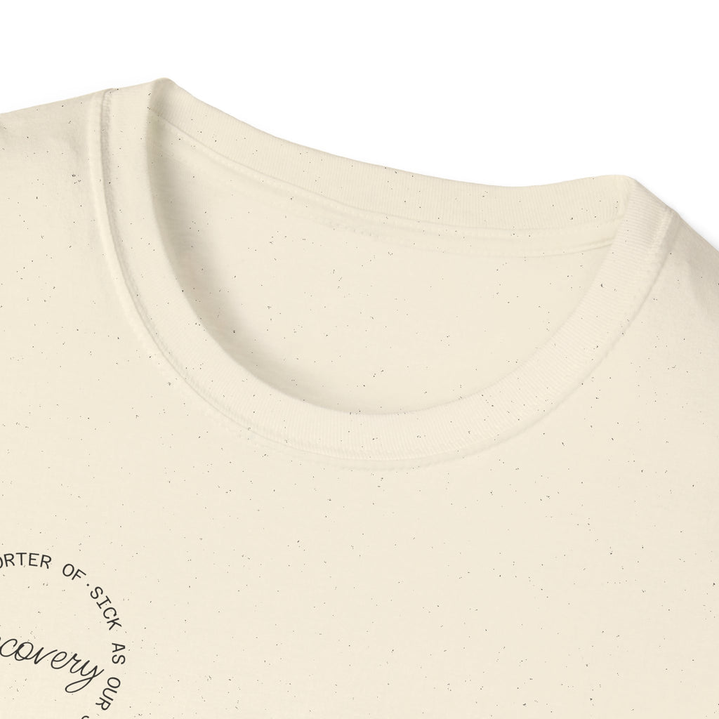 Recovery Supporter T-shirt — Subtle Chest Circle Script Design