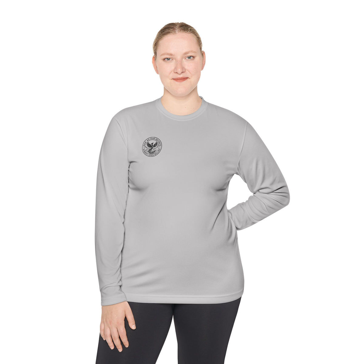 Long Sleeve Tee — Minimal Floral Crest Chest Graphic