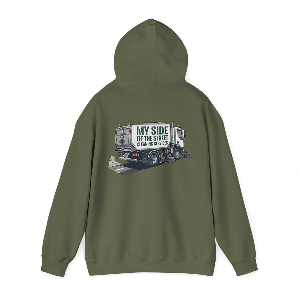 Garbage Truck Hoodie — "My Side of the Street" Cleaning Service Sweatshirt
