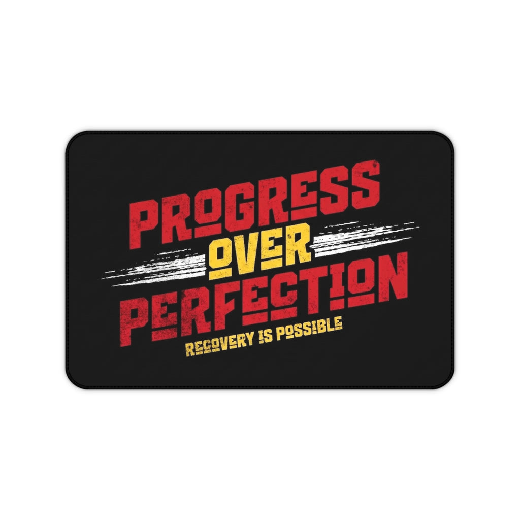 Progress Over Perfection Desk Mat — ‘Recovery Is Possible’ Motivational Mouse Pad