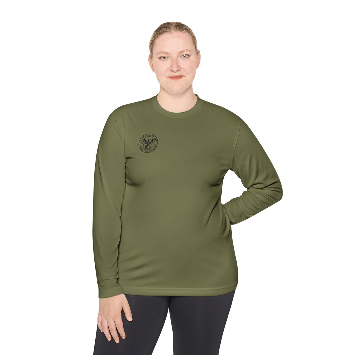 Long Sleeve Tee — Minimal Floral Crest Chest Graphic