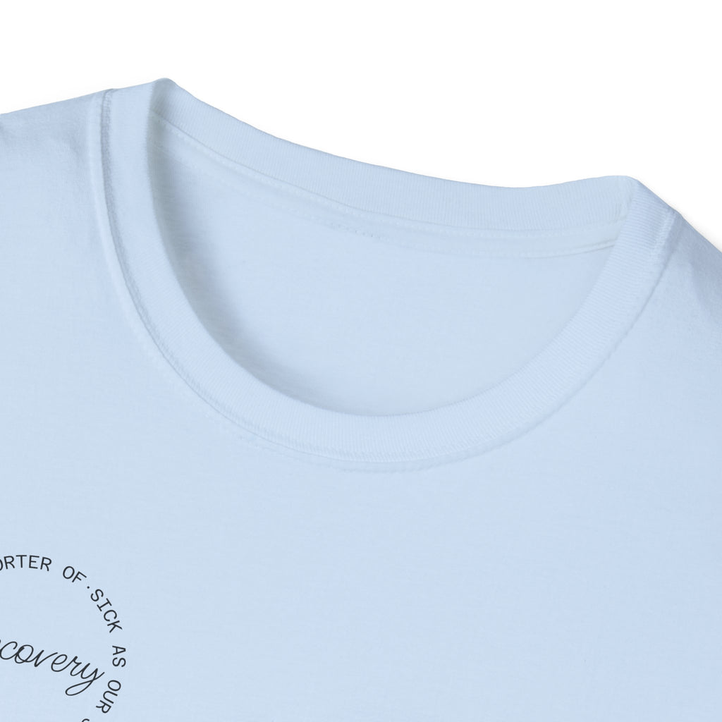 Recovery Supporter T-shirt — Subtle Chest Circle Script Design