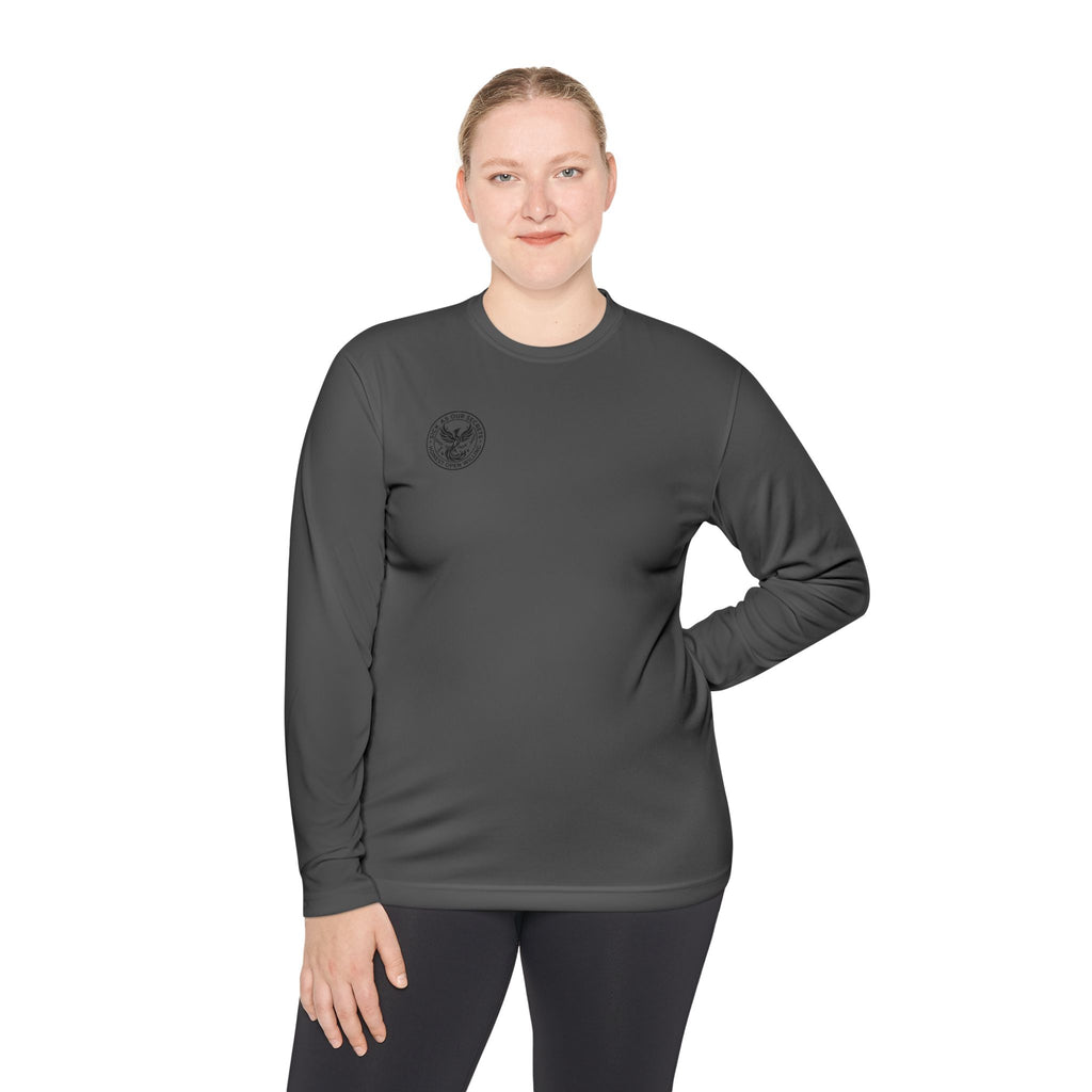 Long Sleeve Tee — Minimal Floral Crest Chest Graphic