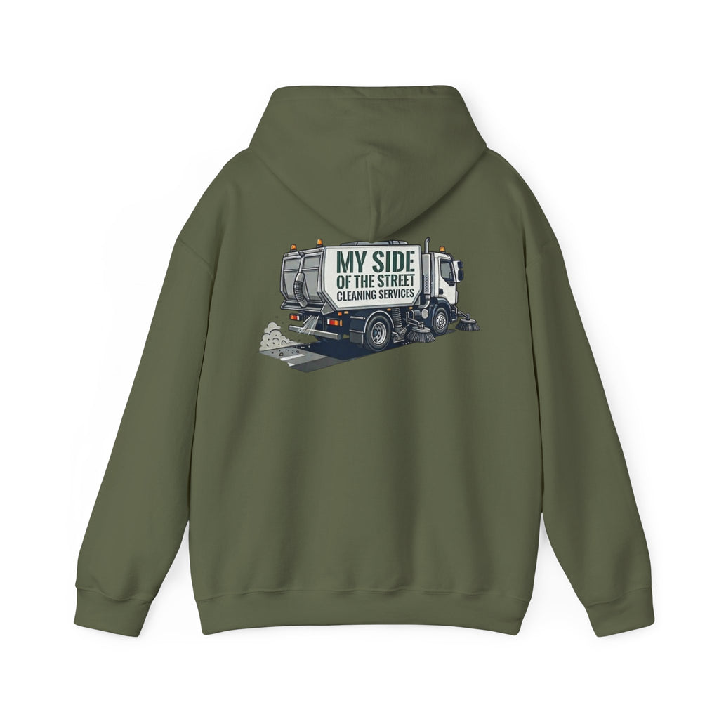 Garbage Truck Hoodie — "My Side of the Street" Cleaning Service Sweatshirt