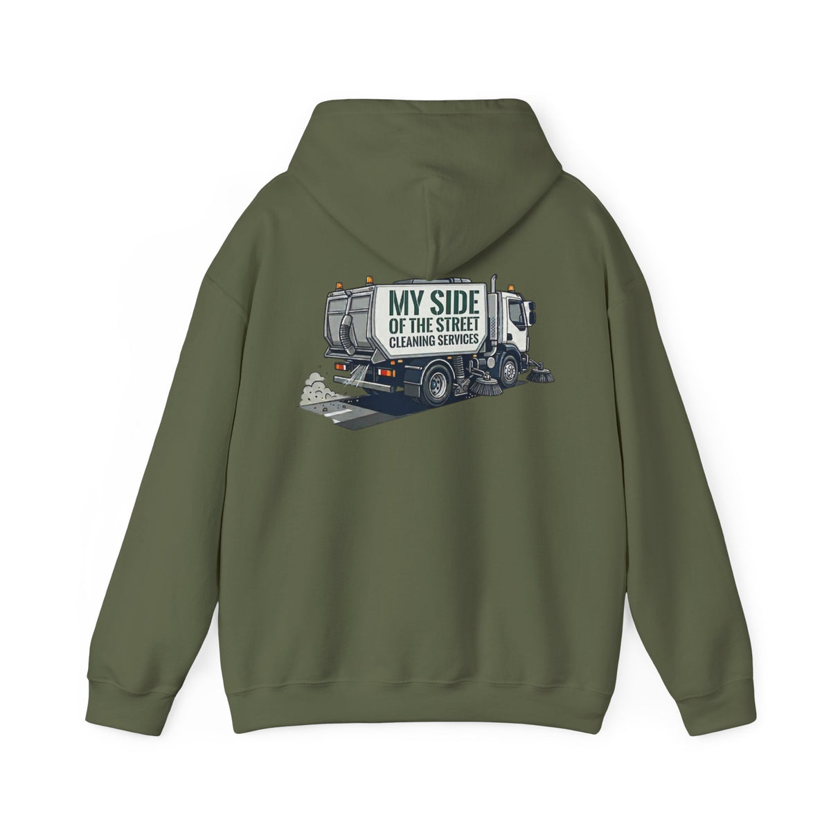 Garbage Truck Hoodie — "My Side of the Street" Cleaning Service Sweatshirt