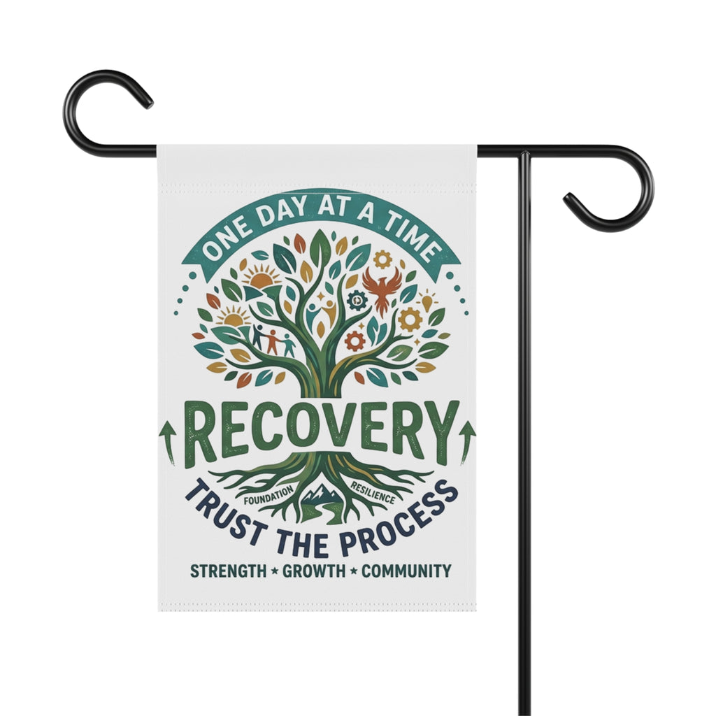 Recovery Garden Flag – "One Day at a Time" Inspirational Yard Banner