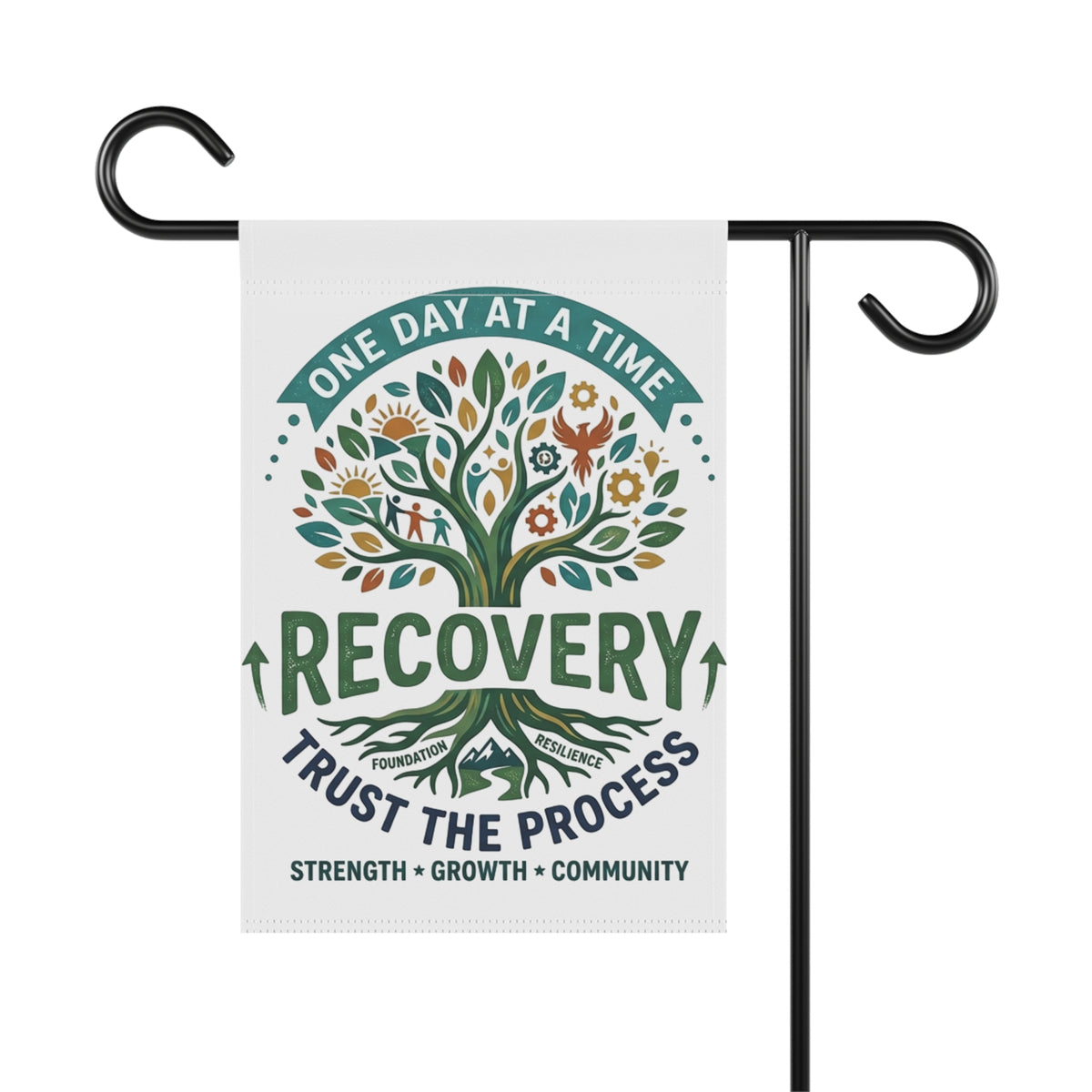Recovery Garden Flag – "One Day at a Time" Inspirational Yard Banner