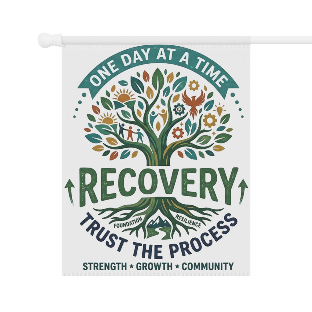 Recovery Garden Flag – "One Day at a Time" Inspirational Yard Banner