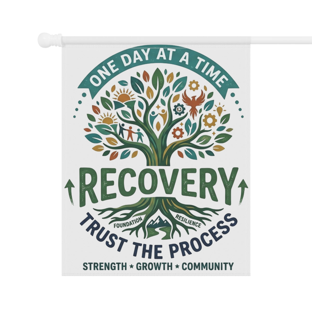 Recovery Garden Flag – "One Day at a Time" Inspirational Yard Banner