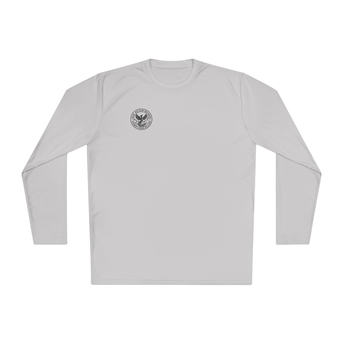 Long Sleeve Tee — Minimal Floral Crest Chest Graphic