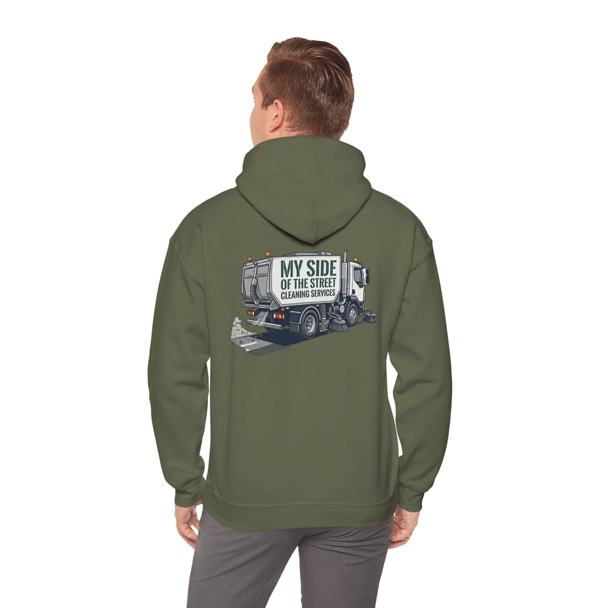 Garbage Truck Hoodie — "My Side of the Street" Cleaning Service Sweatshirt
