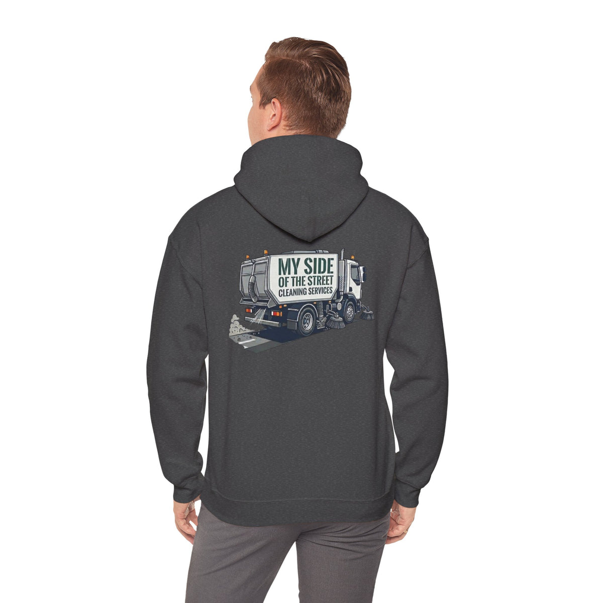Garbage Truck Hoodie — "My Side of the Street" Cleaning Service Sweatshirt
