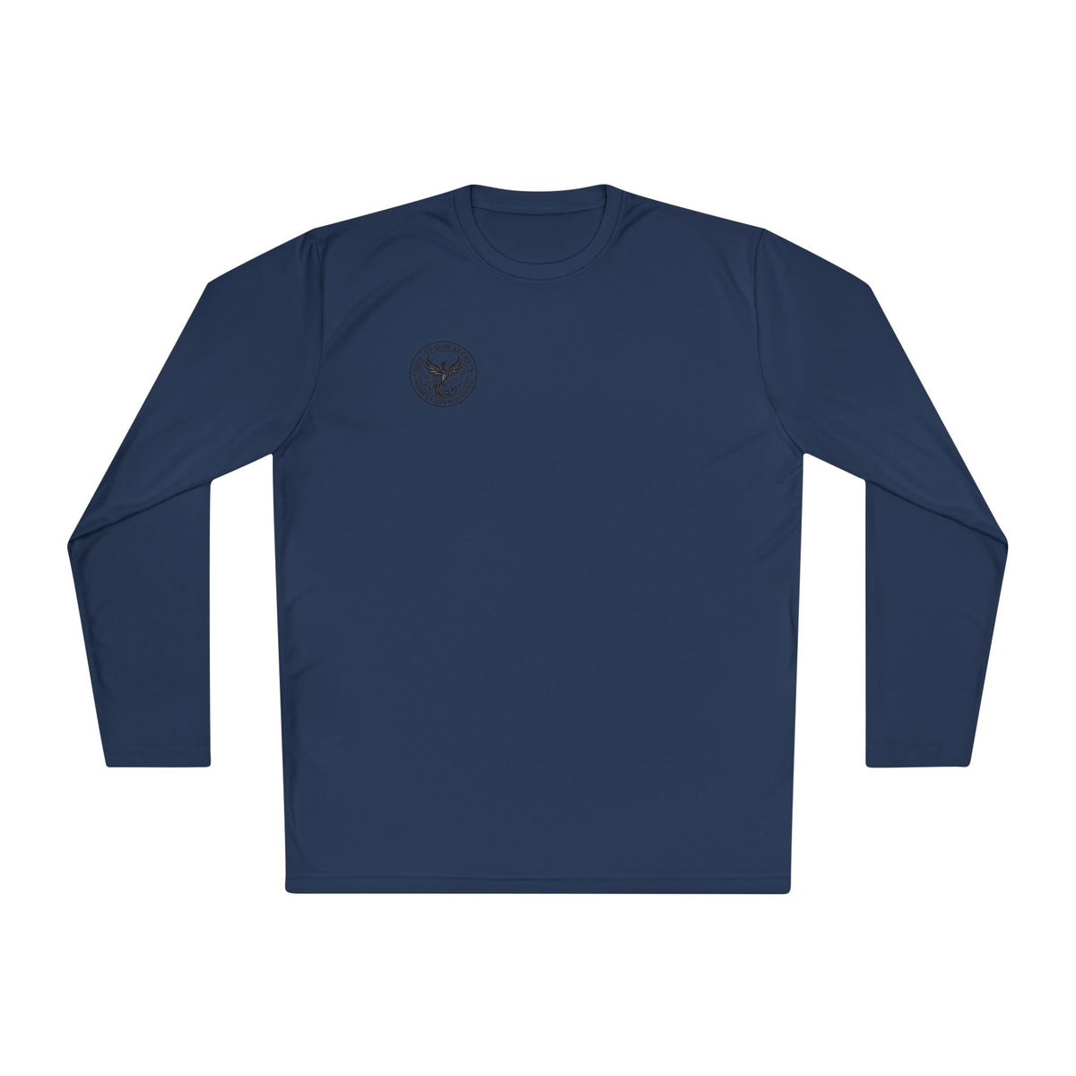 Long Sleeve Tee — Minimal Floral Crest Chest Graphic