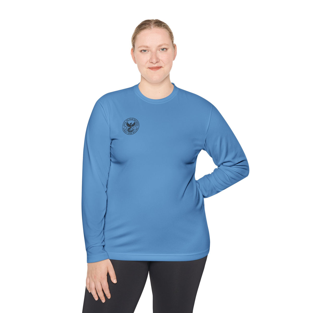 Long Sleeve Tee — Minimal Floral Crest Chest Graphic