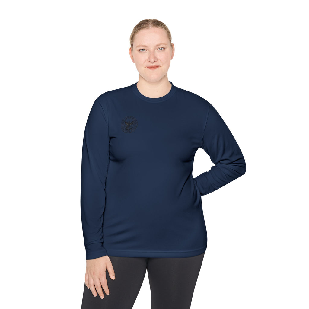 Long Sleeve Tee — Minimal Floral Crest Chest Graphic