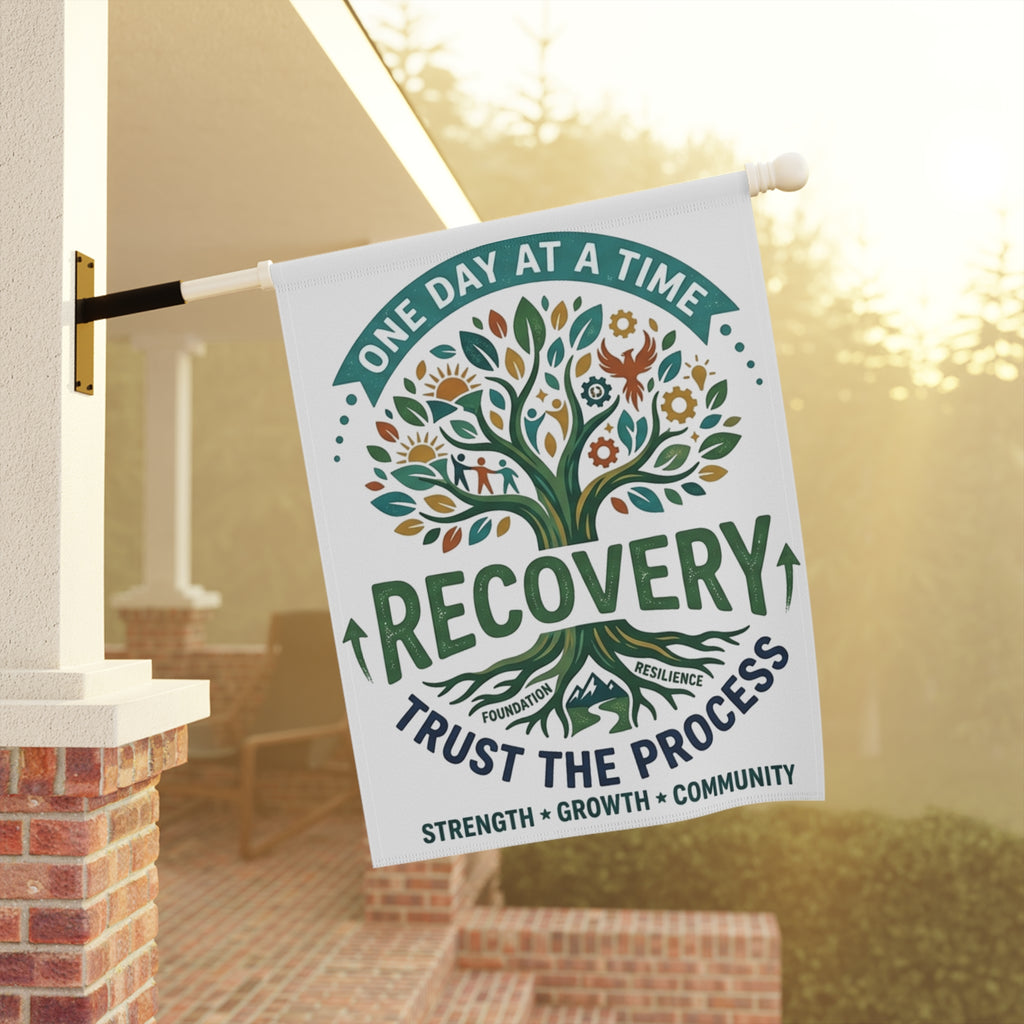Recovery Garden Flag – "One Day at a Time" Inspirational Yard Banner