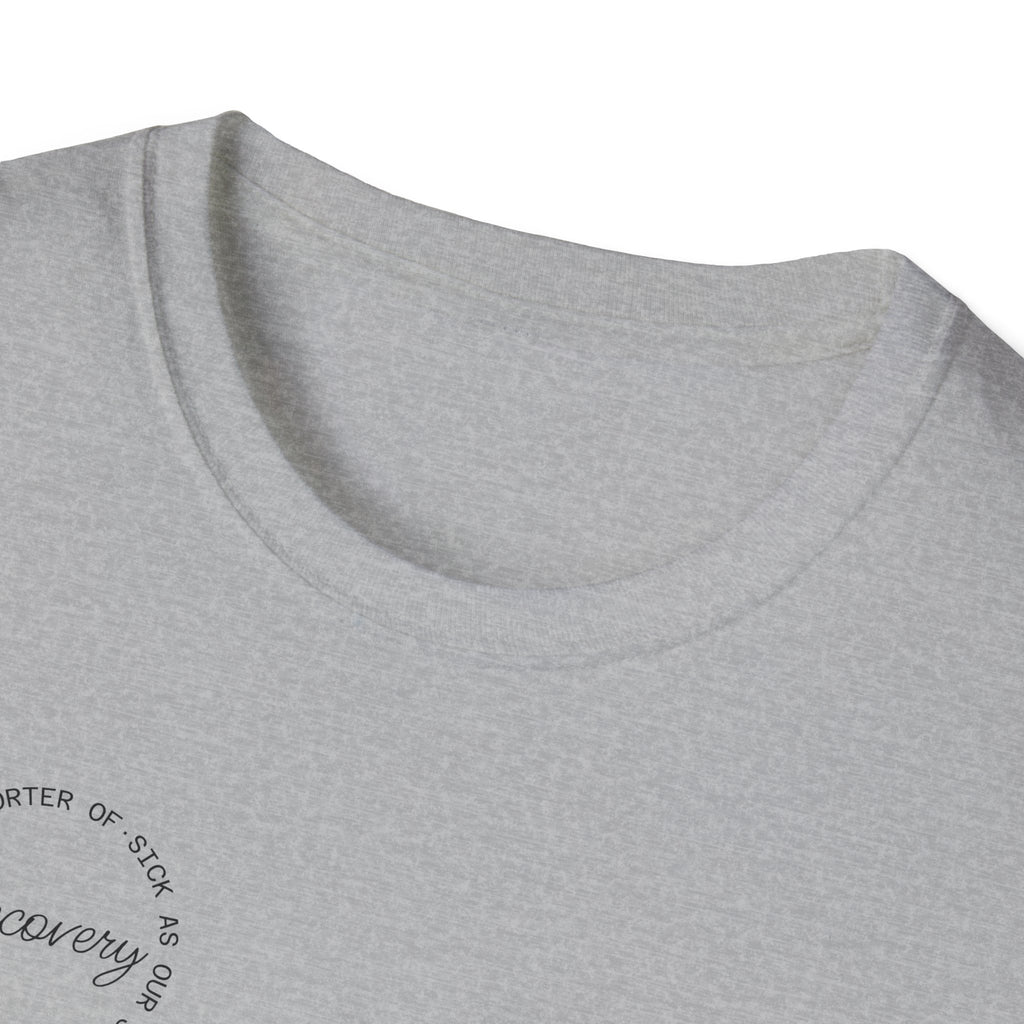 Recovery Supporter T-shirt — Subtle Chest Circle Script Design