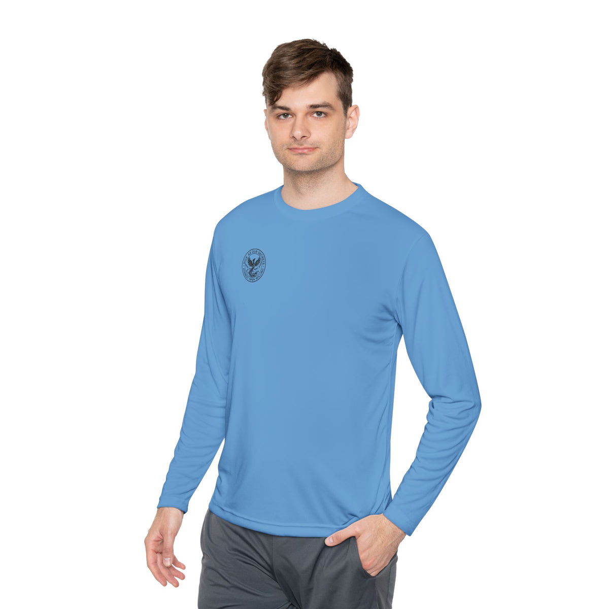 Long Sleeve Tee — Minimal Floral Crest Chest Graphic