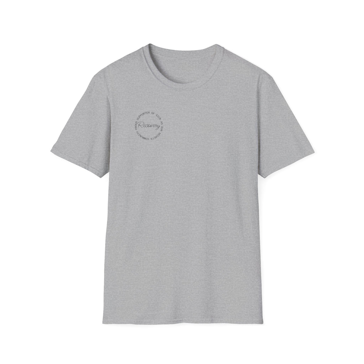 Recovery Supporter T-shirt — Subtle Chest Circle Script Design