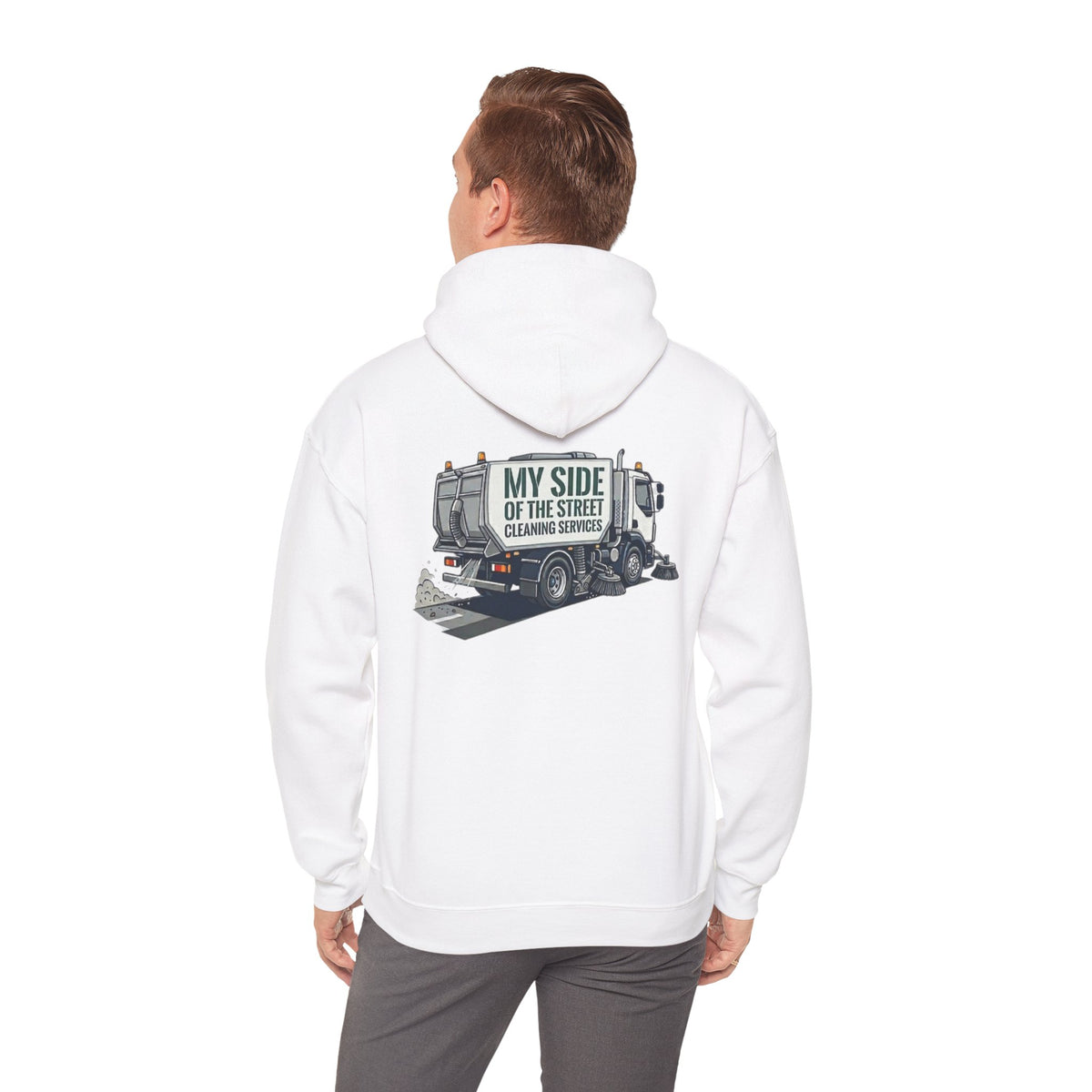 Garbage Truck Hoodie — "My Side of the Street" Cleaning Service Sweatshirt