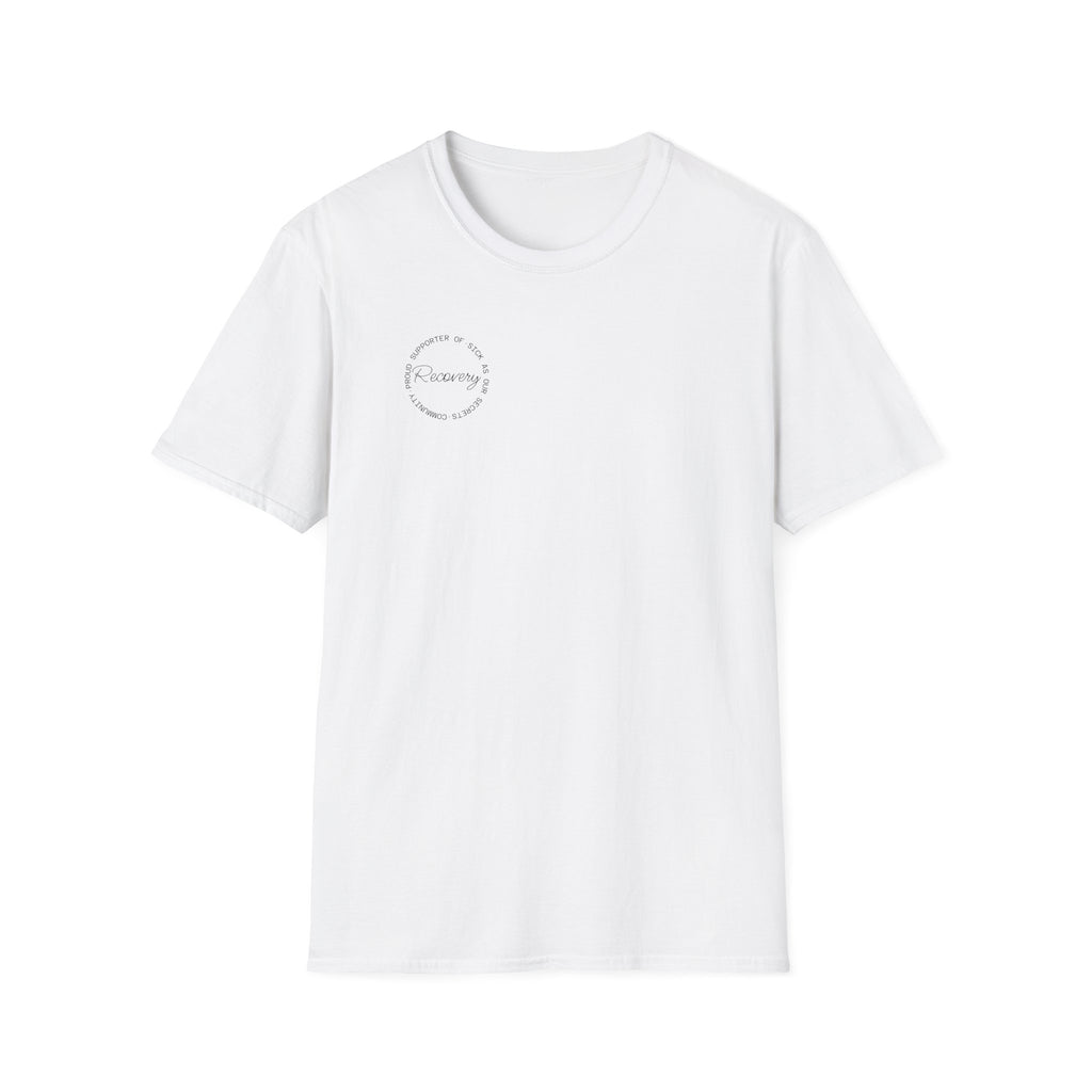 Recovery Supporter T-shirt — Subtle Chest Circle Script Design