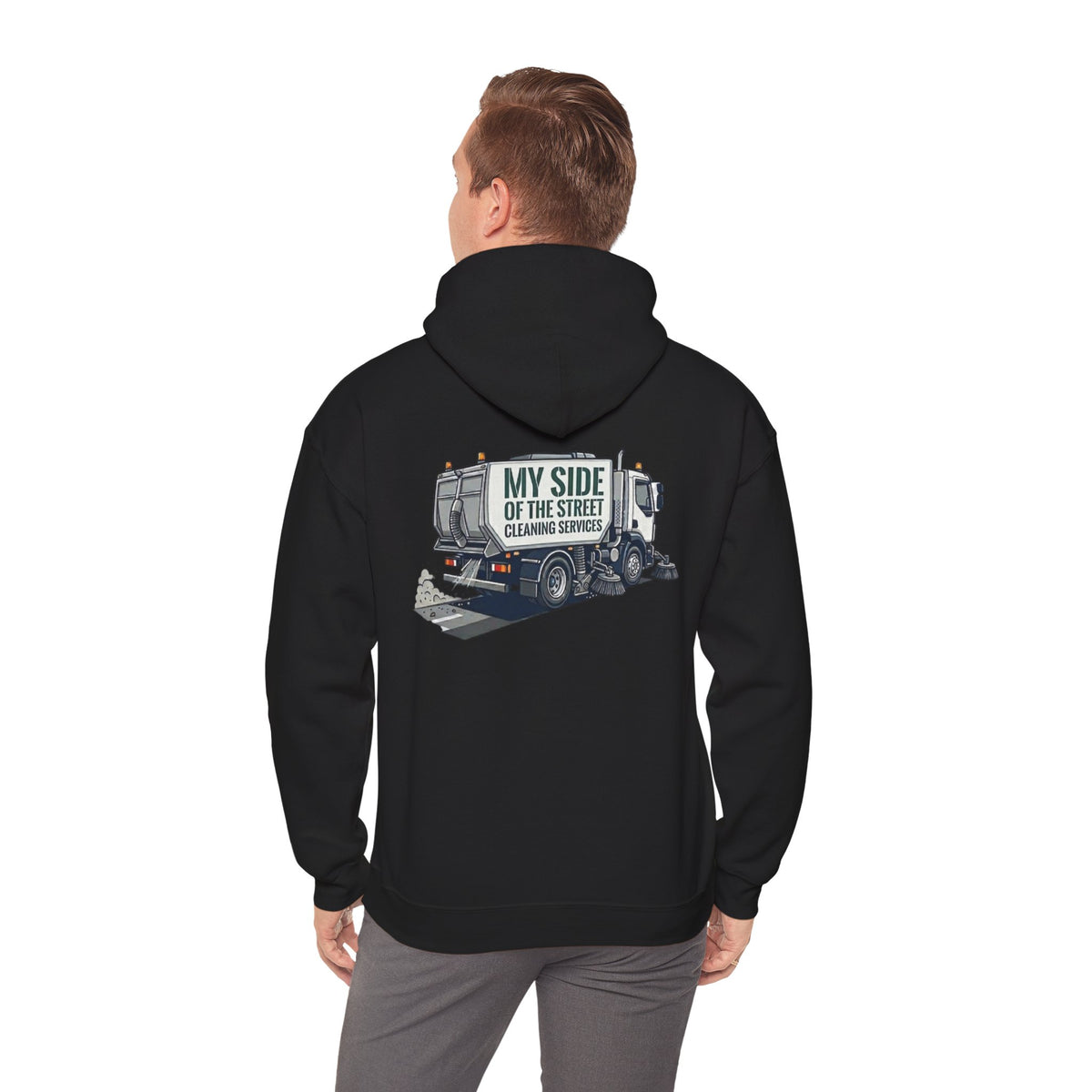 Garbage Truck Hoodie — "My Side of the Street" Cleaning Service Sweatshirt