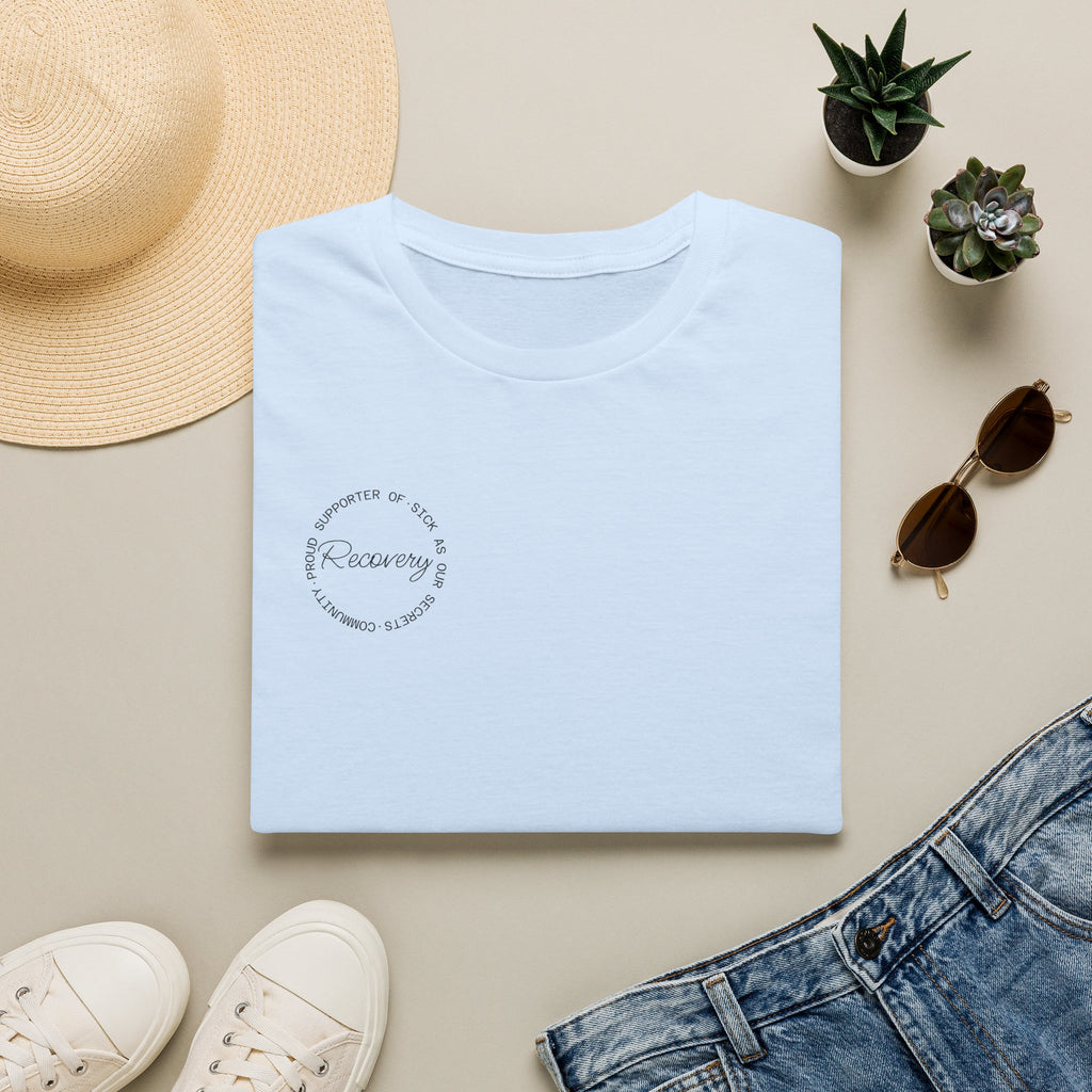 Recovery Supporter T-shirt — Subtle Chest Circle Script Design