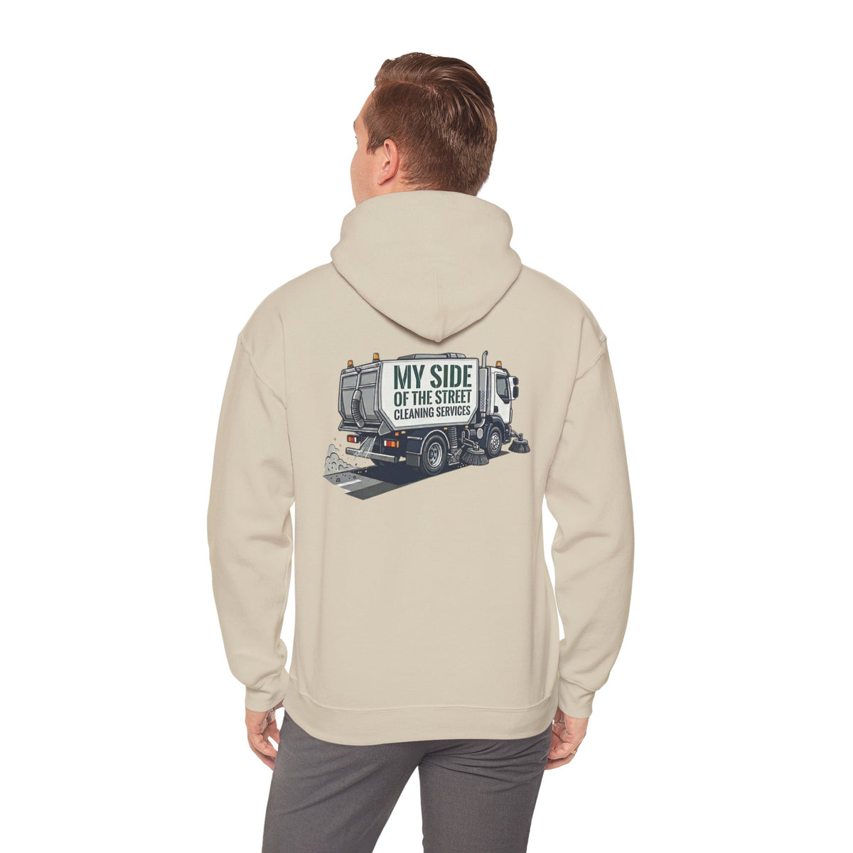 Garbage Truck Hoodie — "My Side of the Street" Cleaning Service Sweatshirt