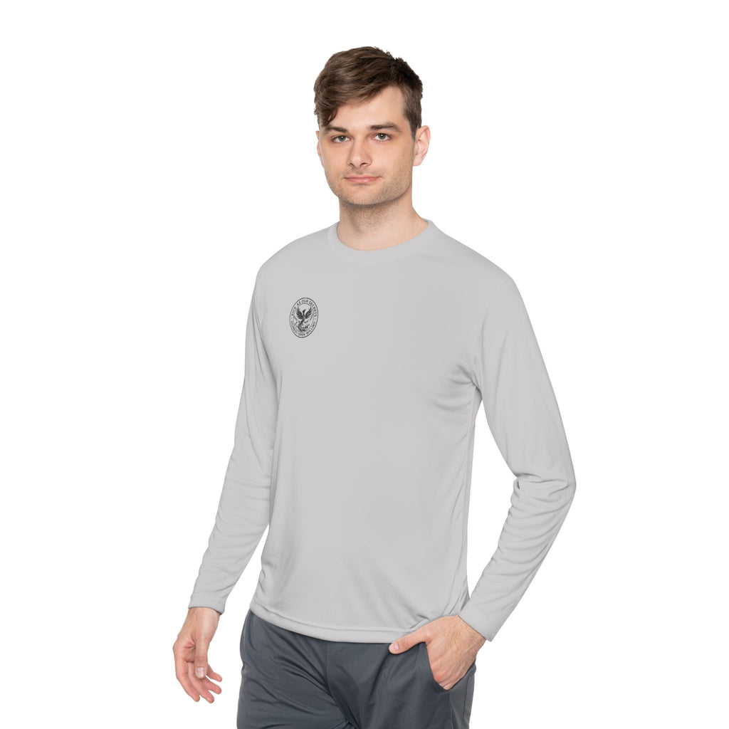 Long Sleeve Tee — Minimal Floral Crest Chest Graphic